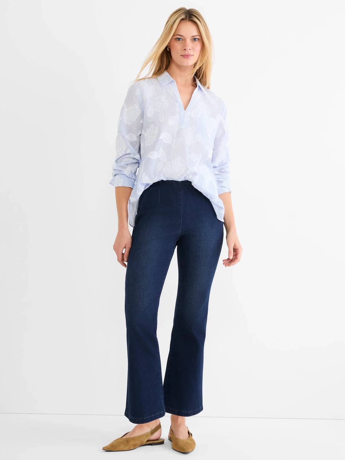 Nic + Zoe - STRIPED JAQUARD TOP