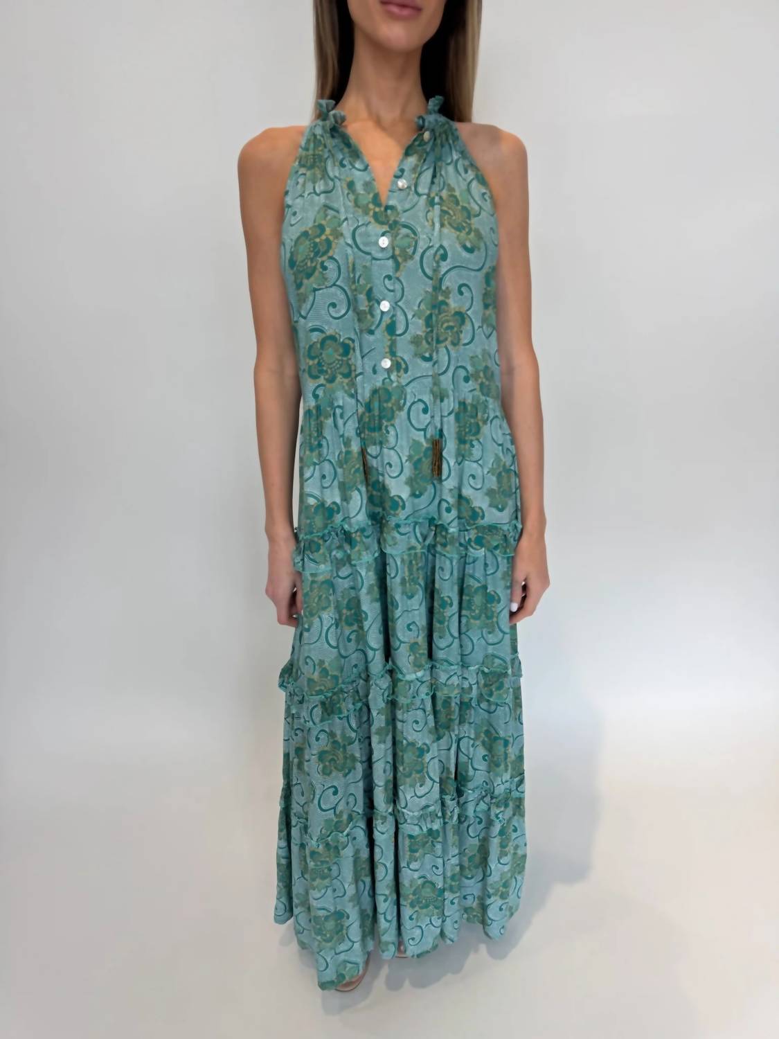 Romi The Brand Batik Celeste Long Dress in green - women's dress