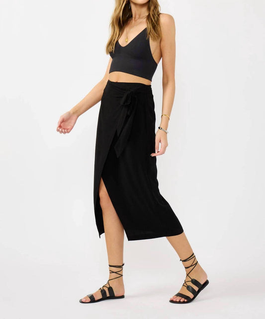 Lovestitch - Smocked Back Wrap Midi Skirt