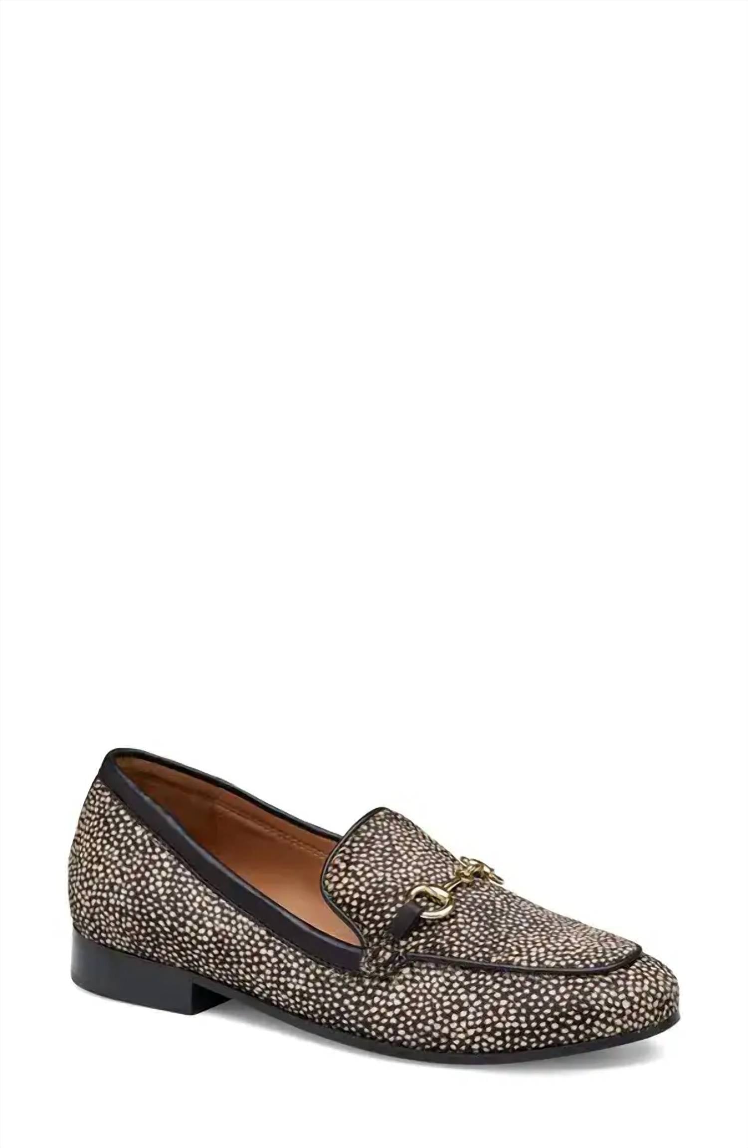 JOHNSTON & MURPHY Women's Ali Bit Loafer in black mini snow haircalf - women's flats
