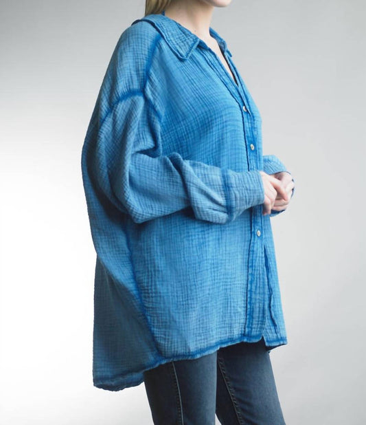 Tempo Paris - Gauze Oversized Button Front Shacket Top