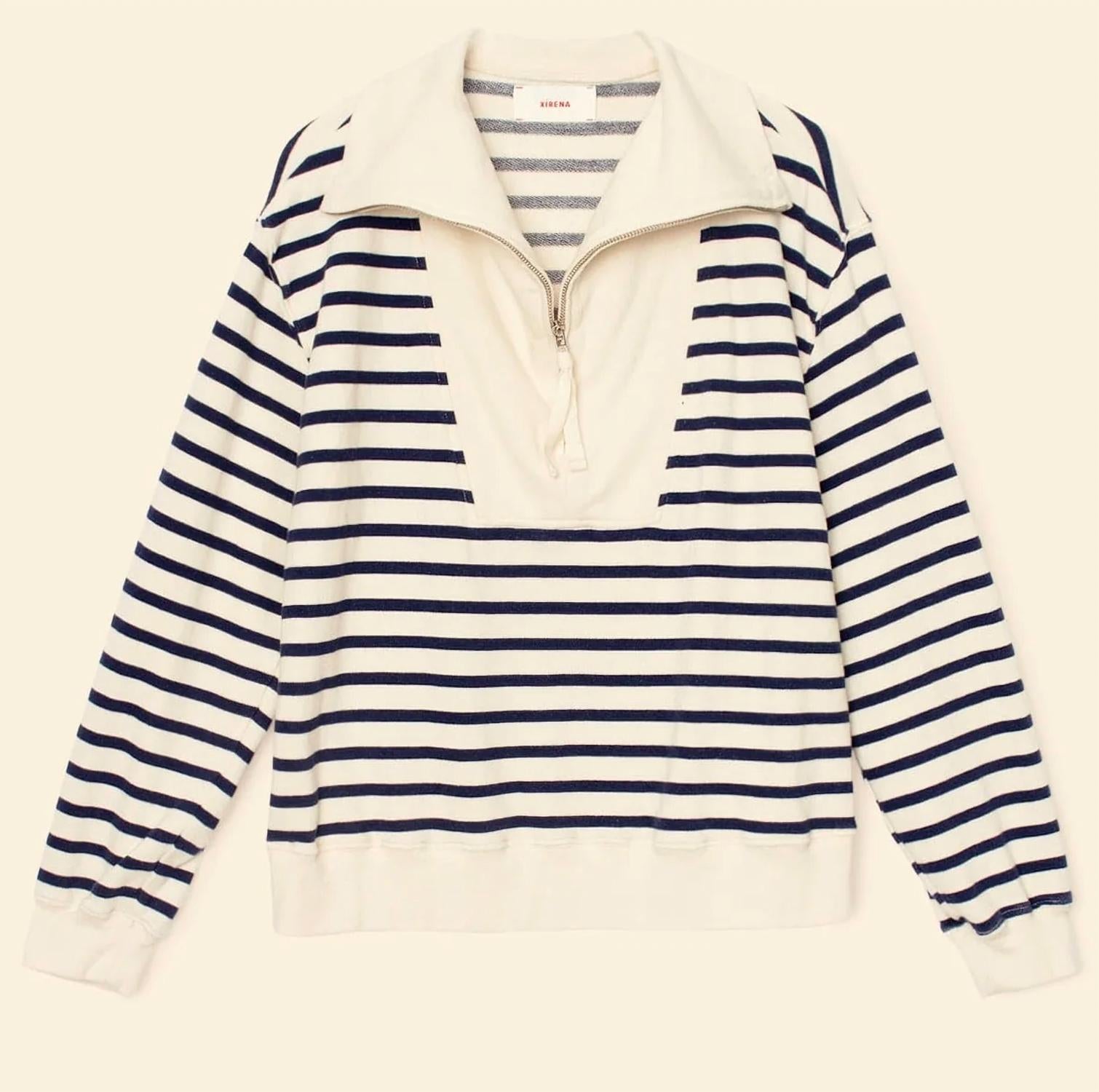 XIRENA Kat Sweatshirt in natural stripe - women's top - alternate view
