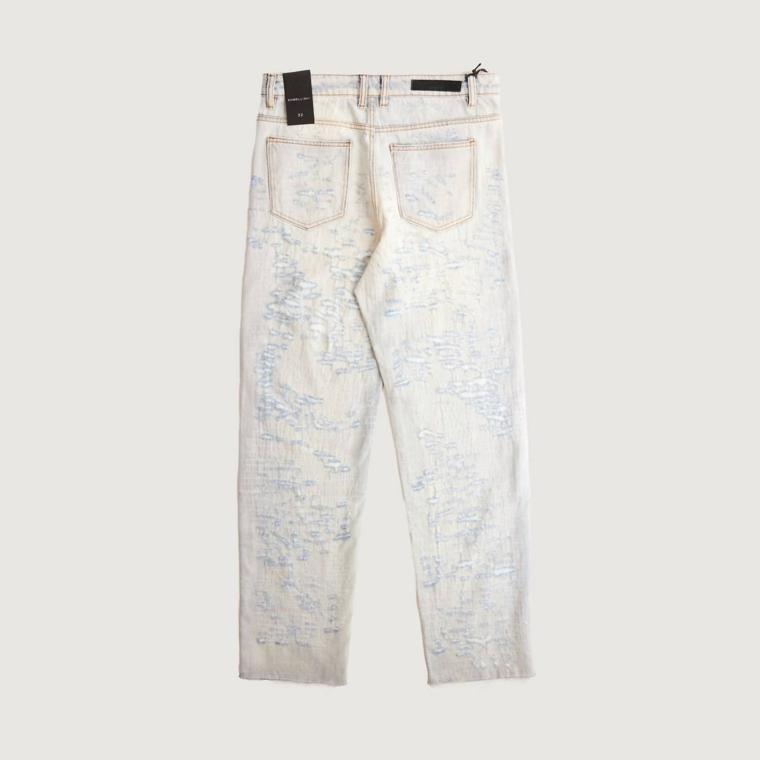 EMBELLISH Men's Blasted Denim Jeans in powder wash - men's jeans - detail view