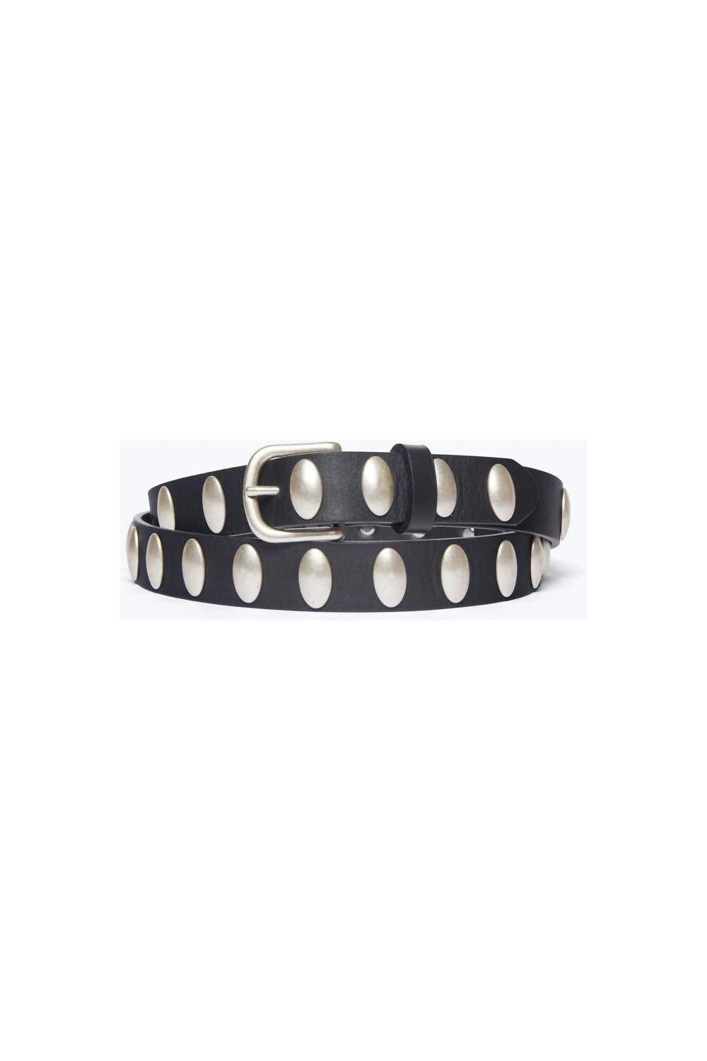 FREDA SALVADOR Women's Rebecca Belt in black calf with oval studs - women's accessory
