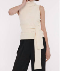 Toccin - Celeste Sleeveless Tie-front Turtleneck Top