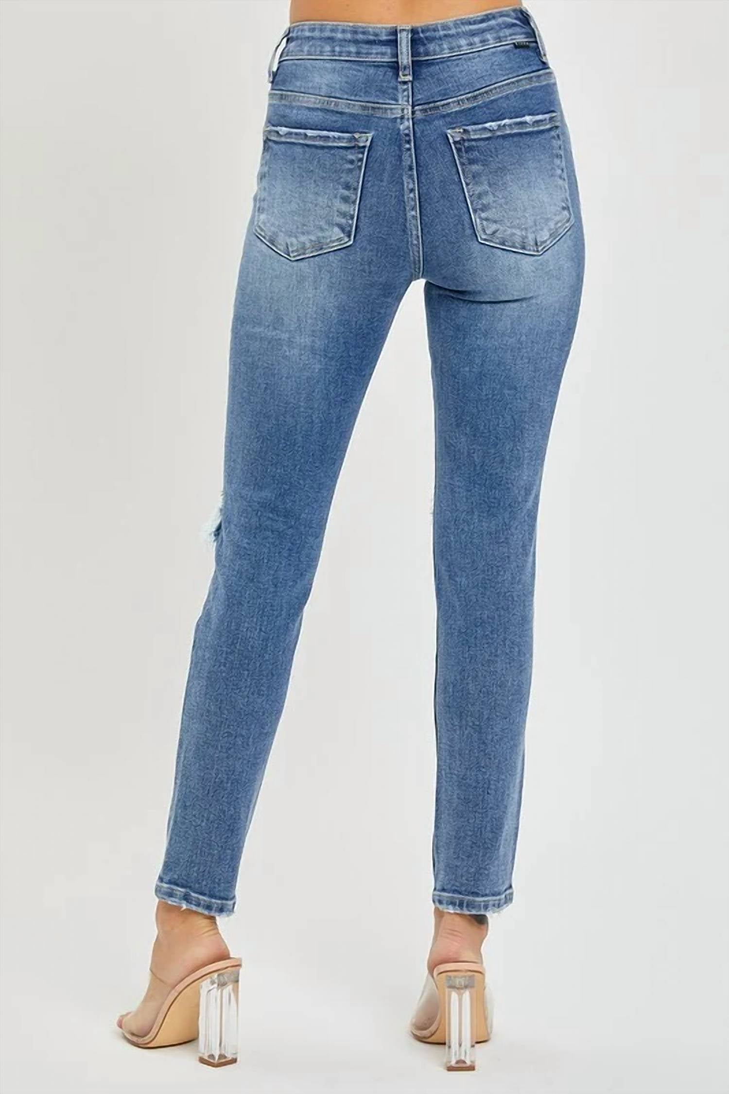 Risen - High Rise Distressed Skinny Jeans