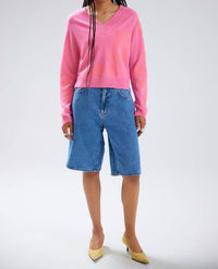 Colorush Embroidered Cocolina Sweater Top in pink - women's sweater