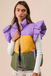 Vanilla Monkey - Mardi Gras Block Puffer Vest