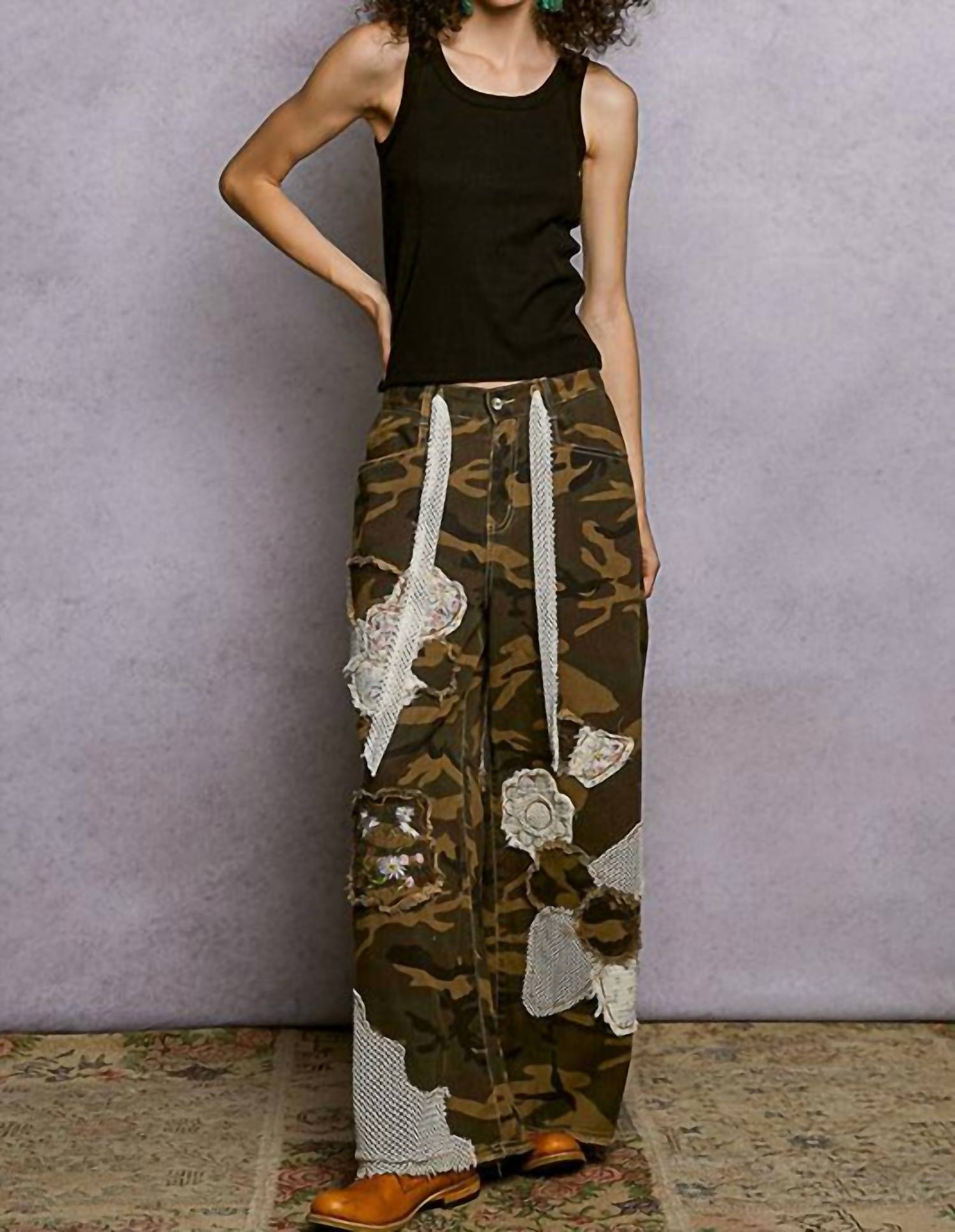 Pol - GI Jane Patchwork Wide Leg Pants