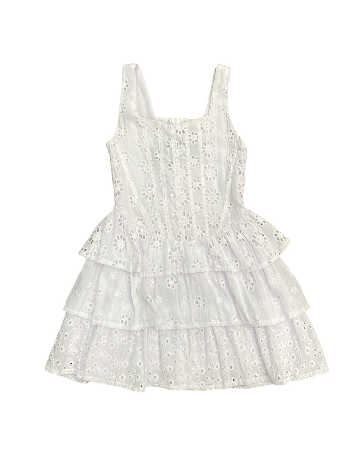 Flowers By Zoe - Girls Eyelet Tank Tiered Dress