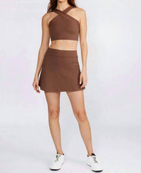 Cream Yoga Evelyn Mini Skort in mocha - women's shorts - alternate view