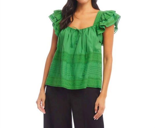 Karen Kane - Embroidered Ruffle Sleeve Blouse