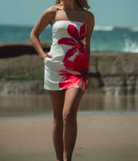 Runaway The Label - Bari White & Pink Floral Mini Dress