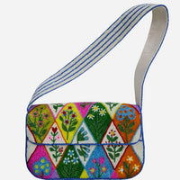 La Chic Designs - Women's Diamond Floral Double Sided Beaded Shoulder Bag