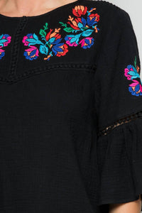 See And Be Seen - Embroidered Bell Sleeve Top