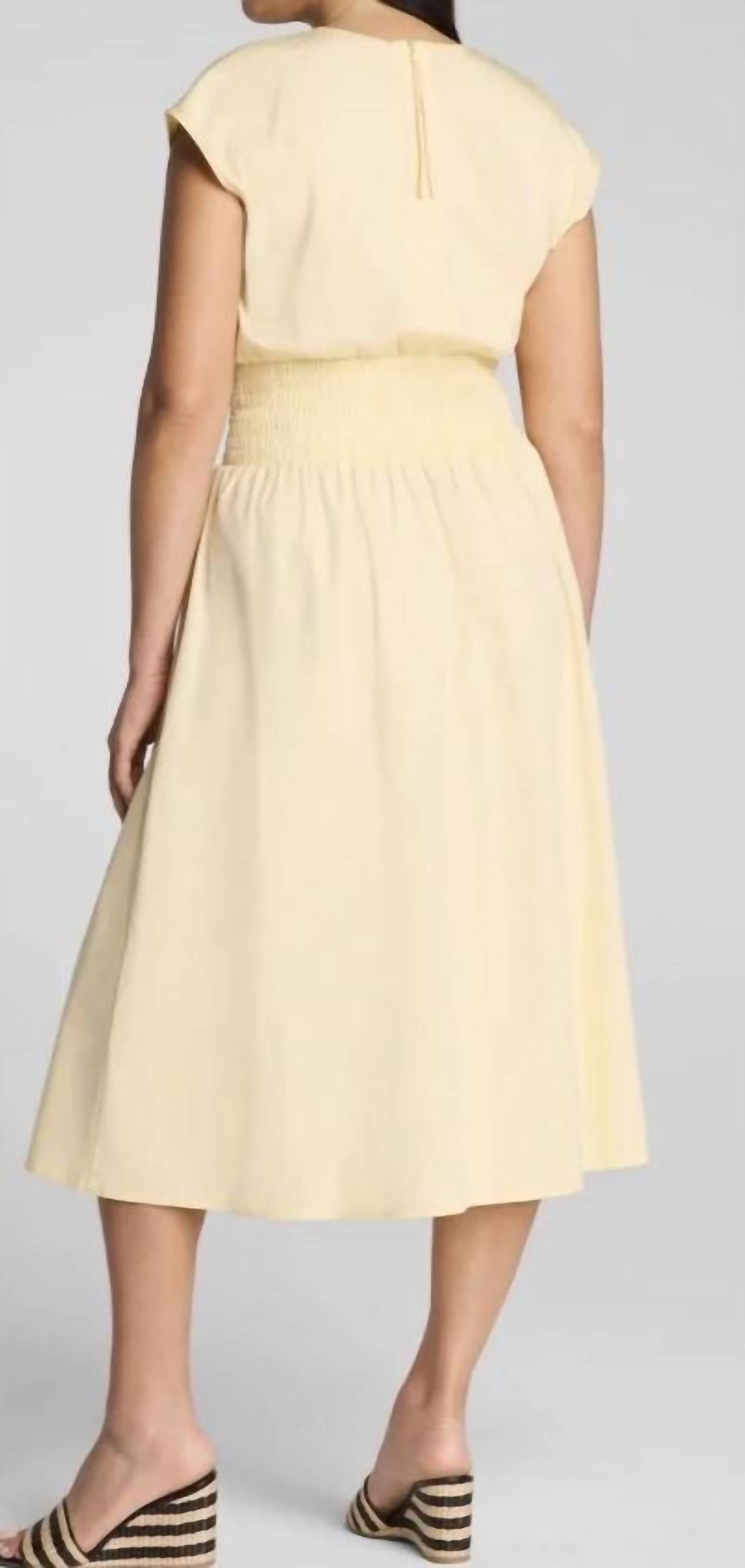 Spanx - Poplin V-Neck Smocked Midi Dress