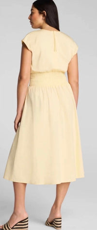 Spanx - Poplin V-Neck Smocked Midi Dress