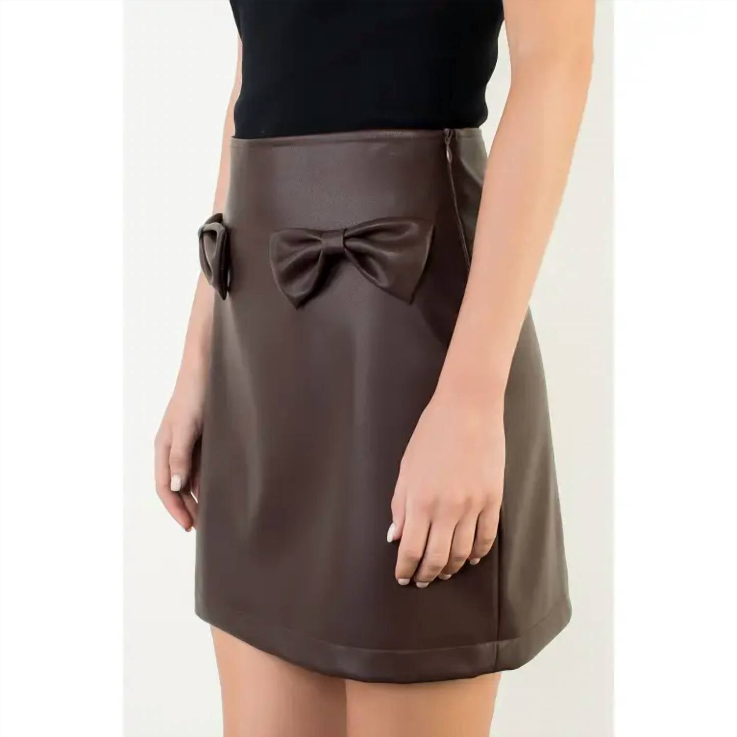 Thml - Bow Faux Leather Skirt