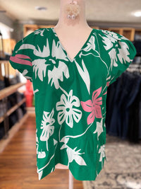 maude vivante Women's Lea Top in mint flora - women's blouse