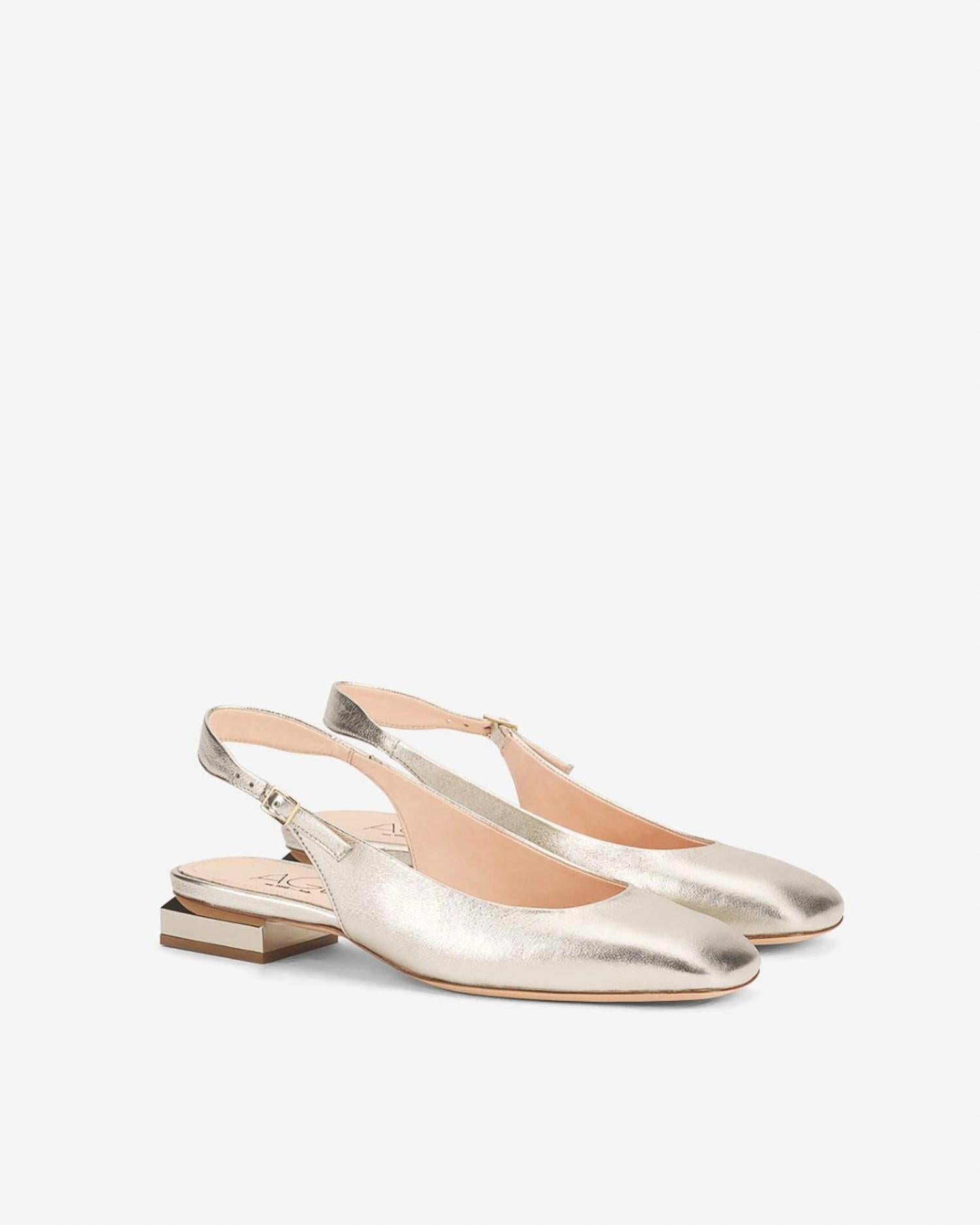 AGL Women's Sandy Metallic Block Flat in gold - women's flats