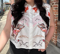 Queen Of Sparkles - Women's Bucking Cowgirl Fringe Top