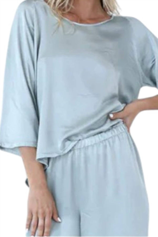 Pj Harlow - Perla Satin Crew Neck Three Quarter Sleeve Top