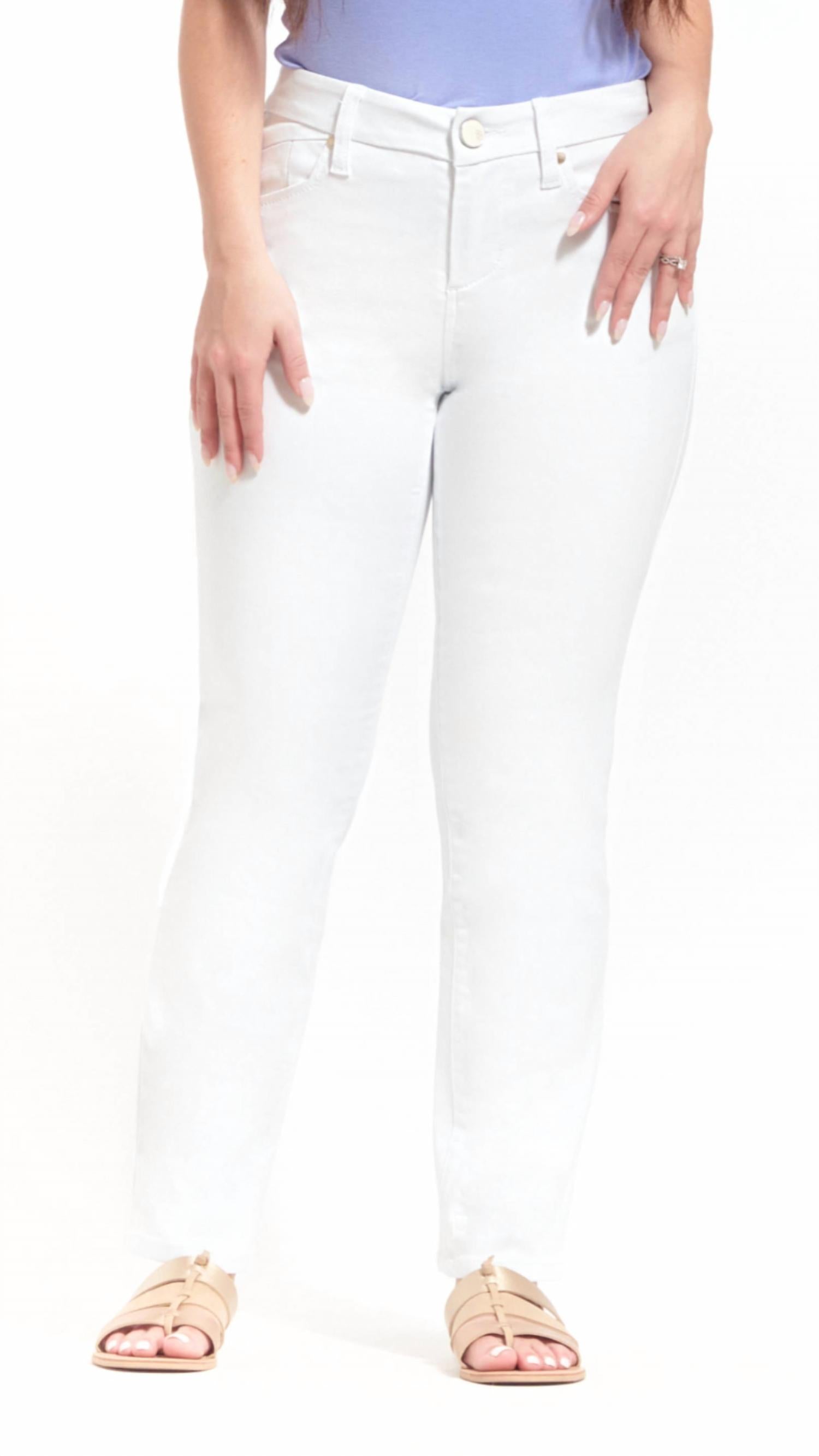 1822 Denim Better Butter Slim Straight Jeans in white - women's jeans