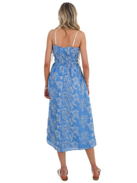 TCEC Garden Stroll Floral Eyelet Midi Dress in blue - women's dress - detail view
