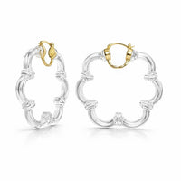 Gold & Honey - Women's Flower Bamboo Lucite Hoop Earrings