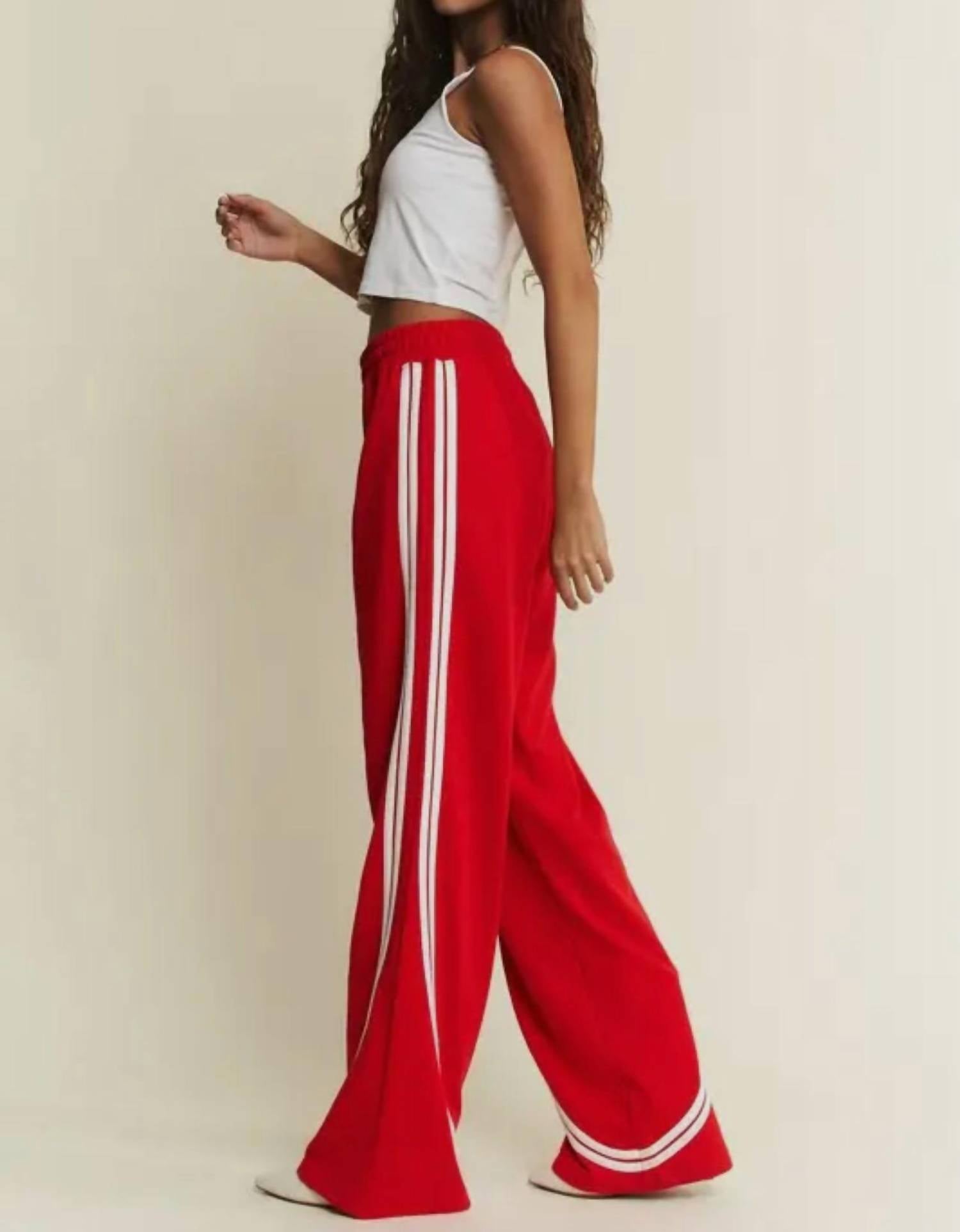 Jade By Jane - Solid Side Stripes Wide Leg Pants