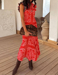 never fully dressed Remi Dress With Leopard Sleeve in red bandana - women's dress - view 5