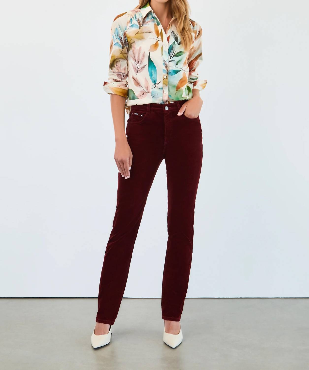 Fdj - Split-neck Long Sleeve Shirt