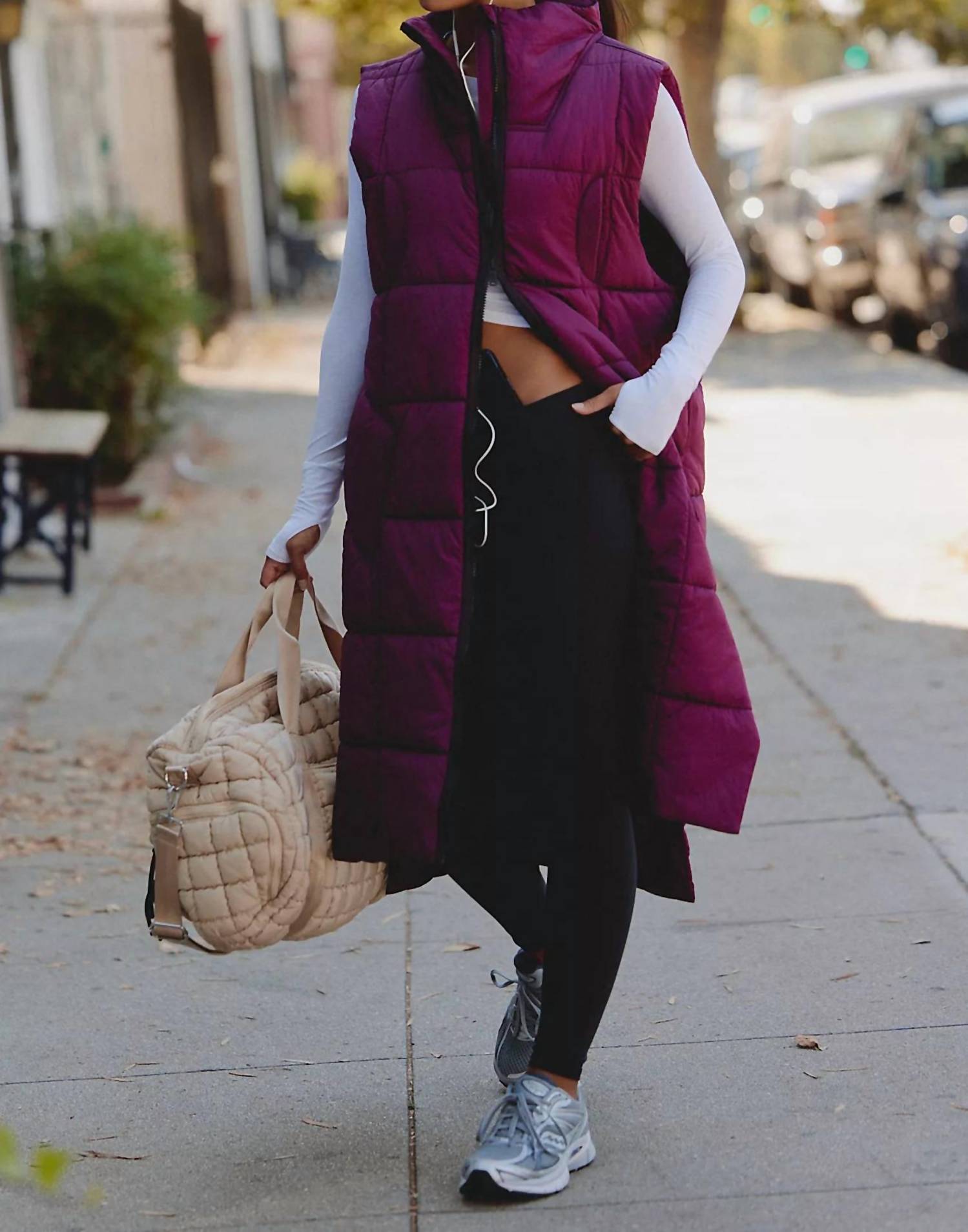 Free People On The Move Packable Puffer Vest in black cherry - women's jacket