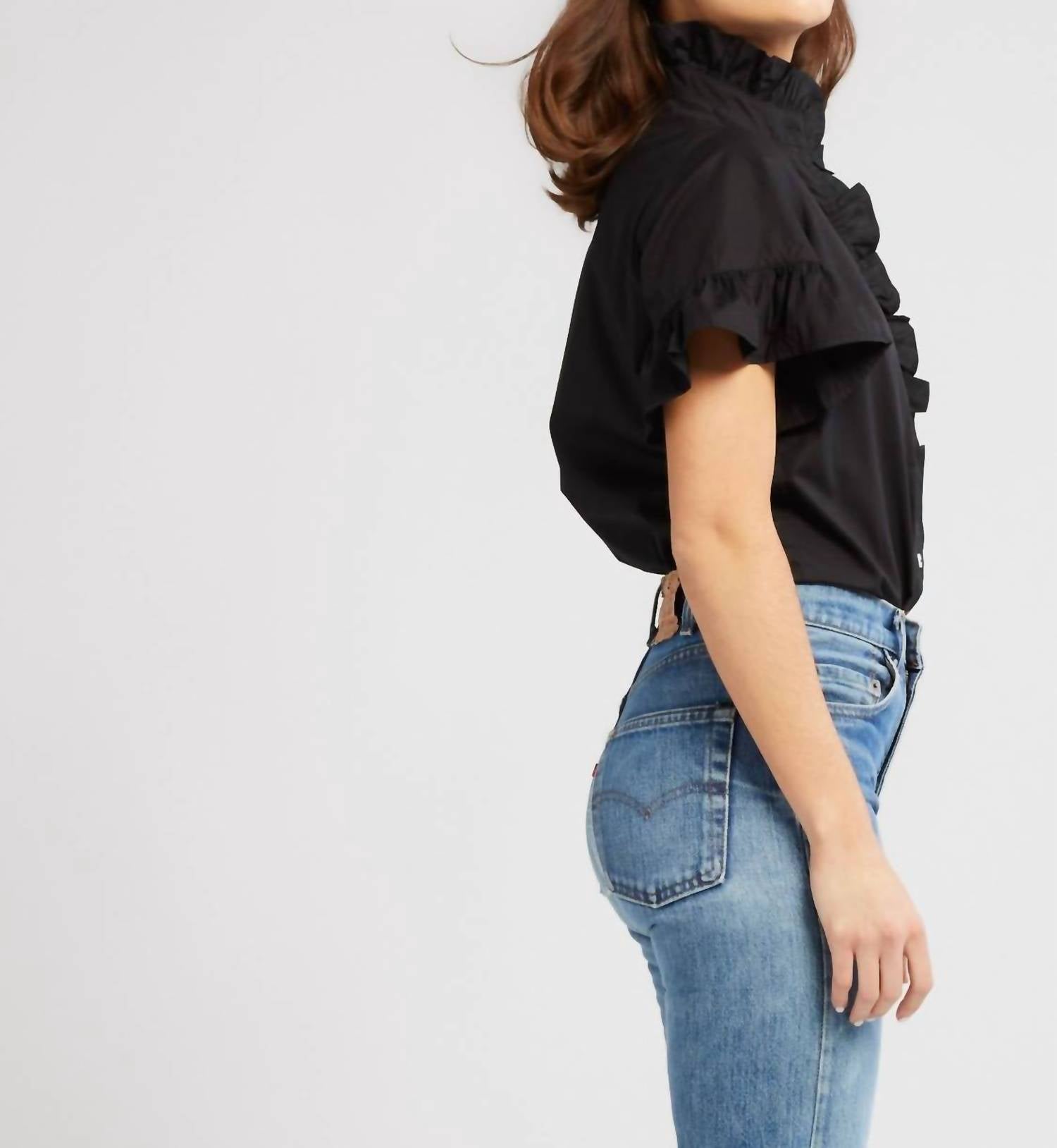 Mille - Vanessa Button Down Mock Neck Top
