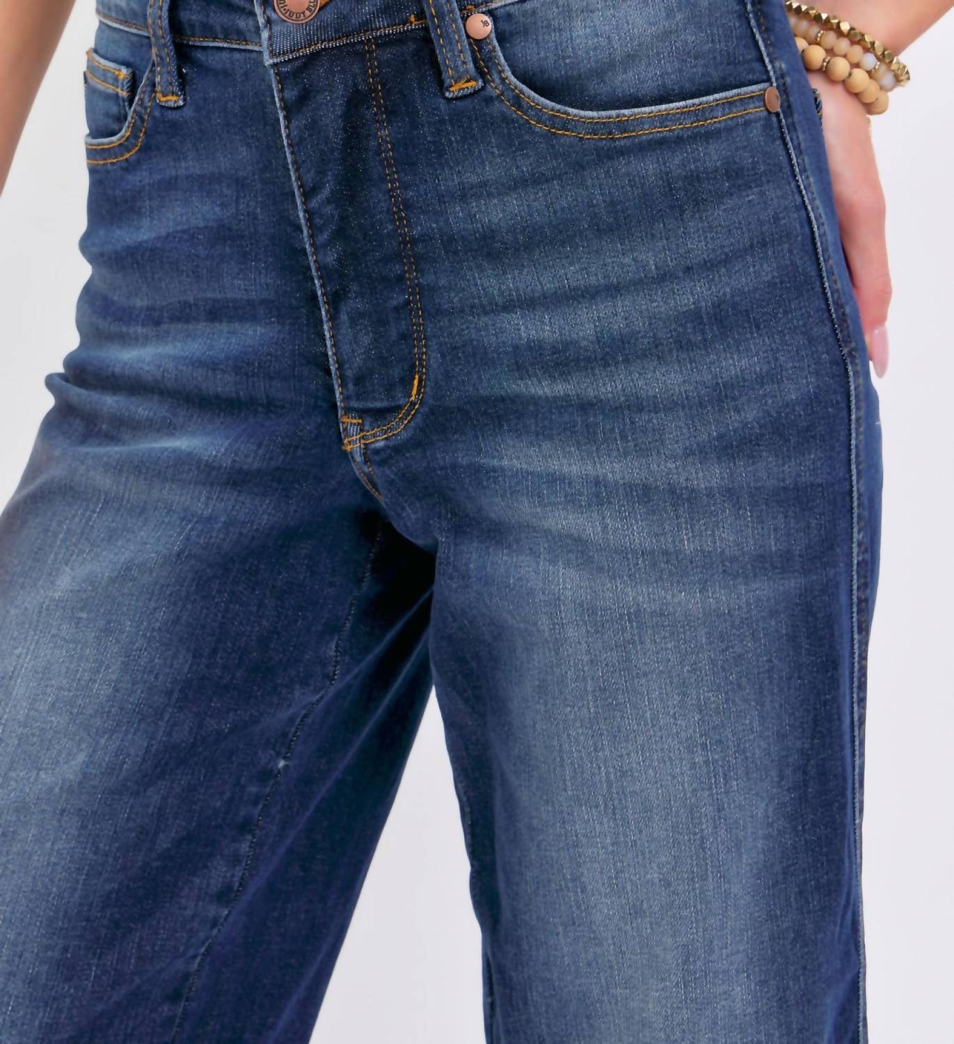 Judy Blue Harper Cropped Wide Leg Jean in blue - women's jeans - view 4