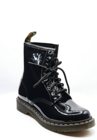 Dr. Martens Women's 1460 W Patent Leather Boots in black - women's shoe - detail view