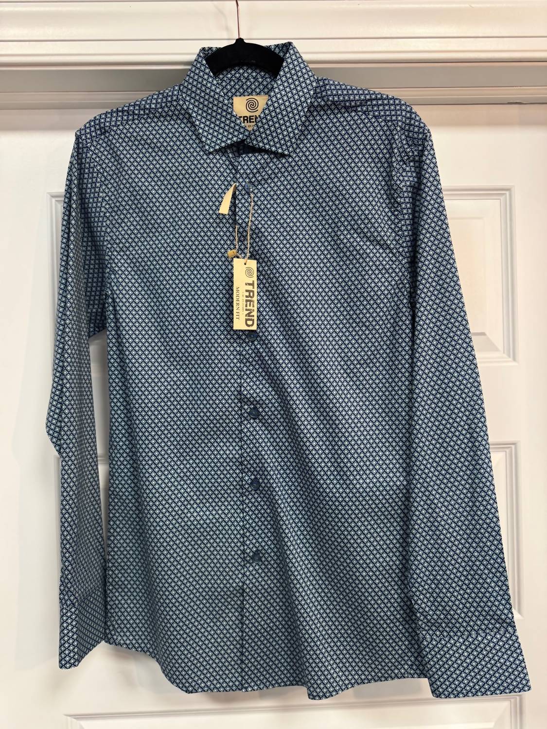 F/X Fusion Men's Long Sleeve Print Shirt in green navy - men's long sleeve top