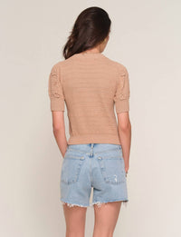 heartloom Cruz Short Sleeve Top in camel - women's t-shirt - detail view
