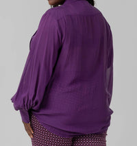 La Fuori - Silk Chiffon Long Sleeve Blouse Blouse - Plus