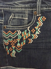 R Cinco Ranch Native Denim Shorts in blue - women's shorts - alternate view