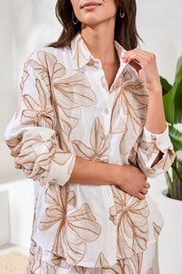 Tribal - Embroidered Crosshatch Button-front Blouse