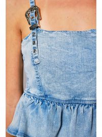 Blue B - Western Denim Buckle Peplum Tank