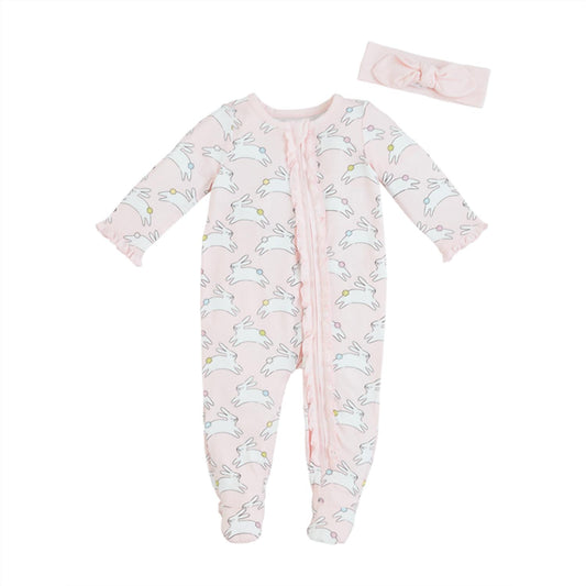 Mudpie - Baby Girl's Bunny Sleeper & Headband Set