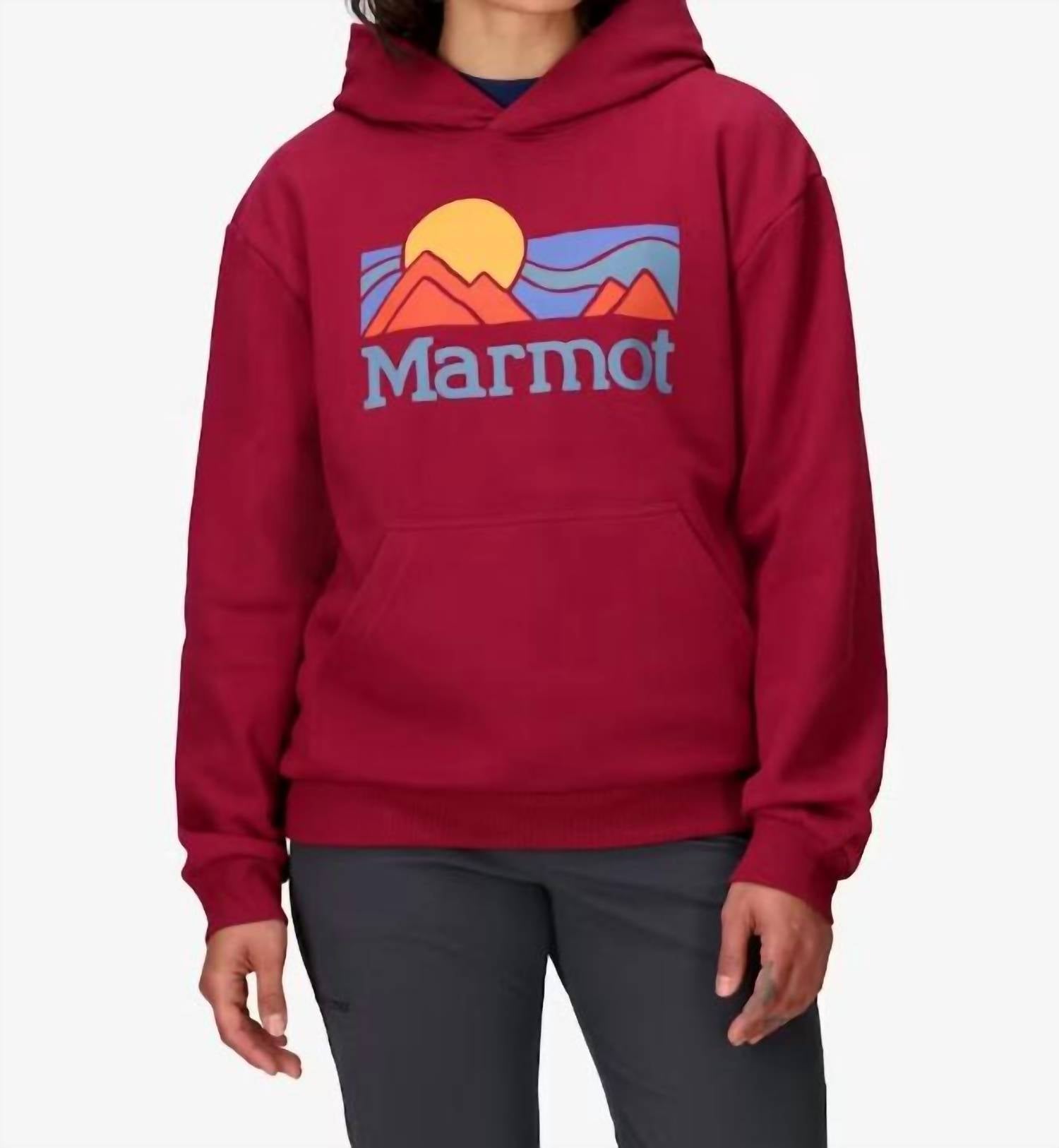 MARMOT Women's Coastal Hoody in red mulberry - women's top - detail view