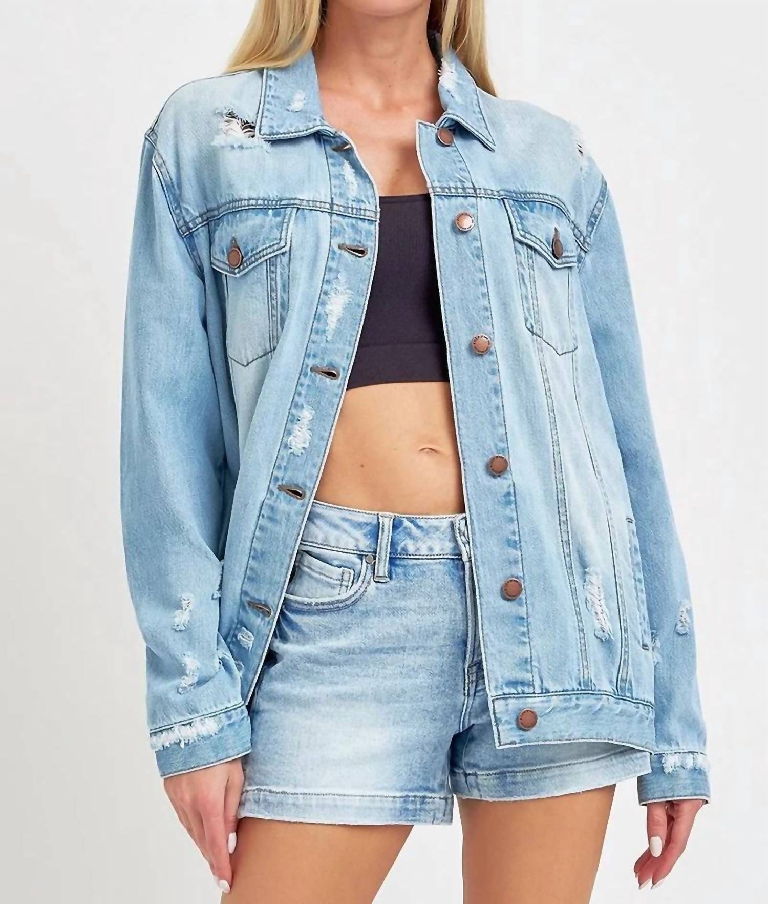 Risen - Loose Fit 90s Distressed Denim Jacket