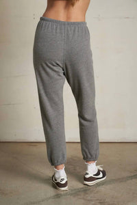 perfectwhitetee Johnny French Terry Easy Sweatpants in dark heather grey - women's pants - detail view