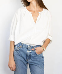 Le Bon Shoppe Julienne Long Sleeve Top in white - women's blouse - detail view
