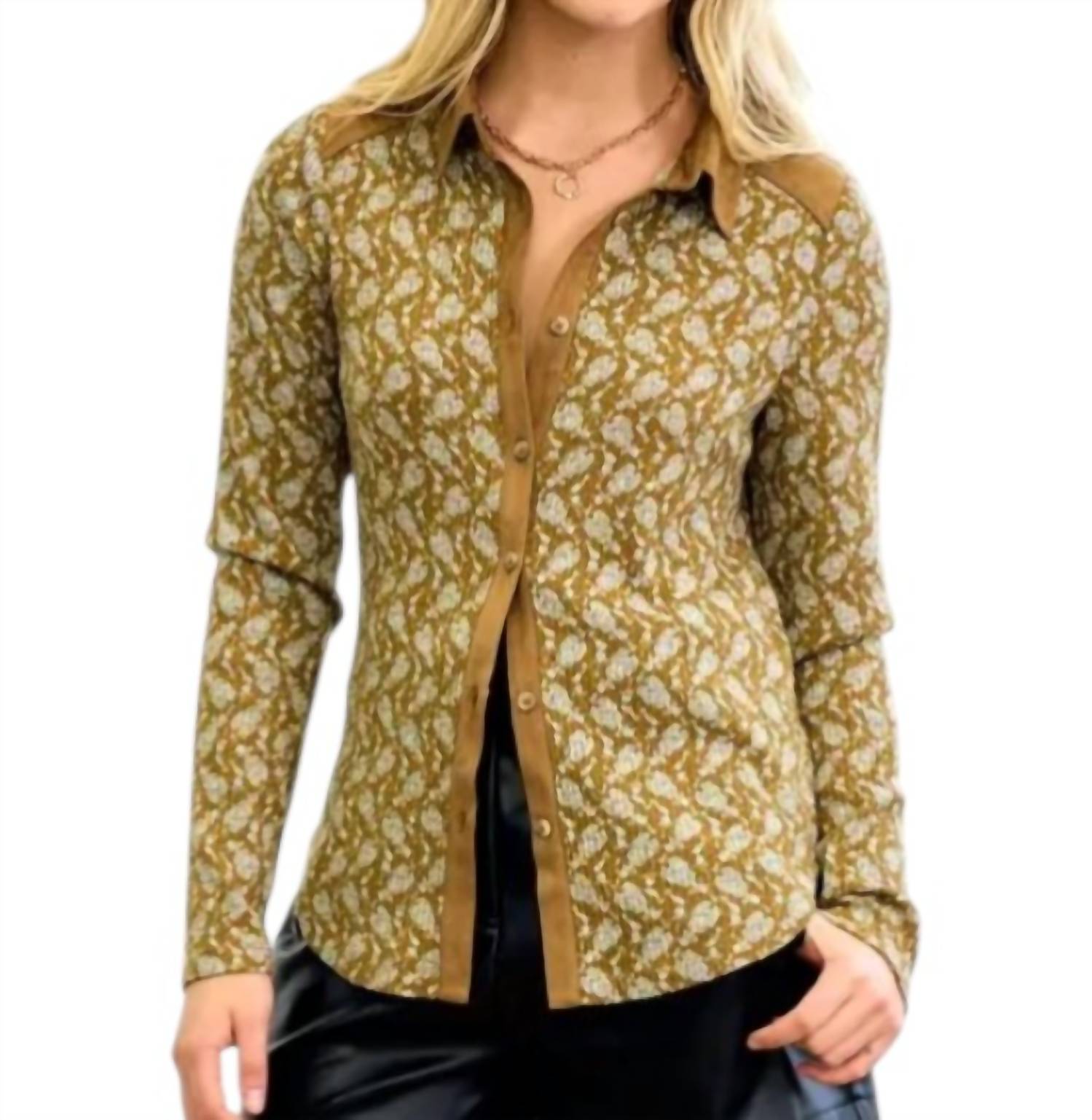 Doe And Rae - Printed Rib Button-down Shirt