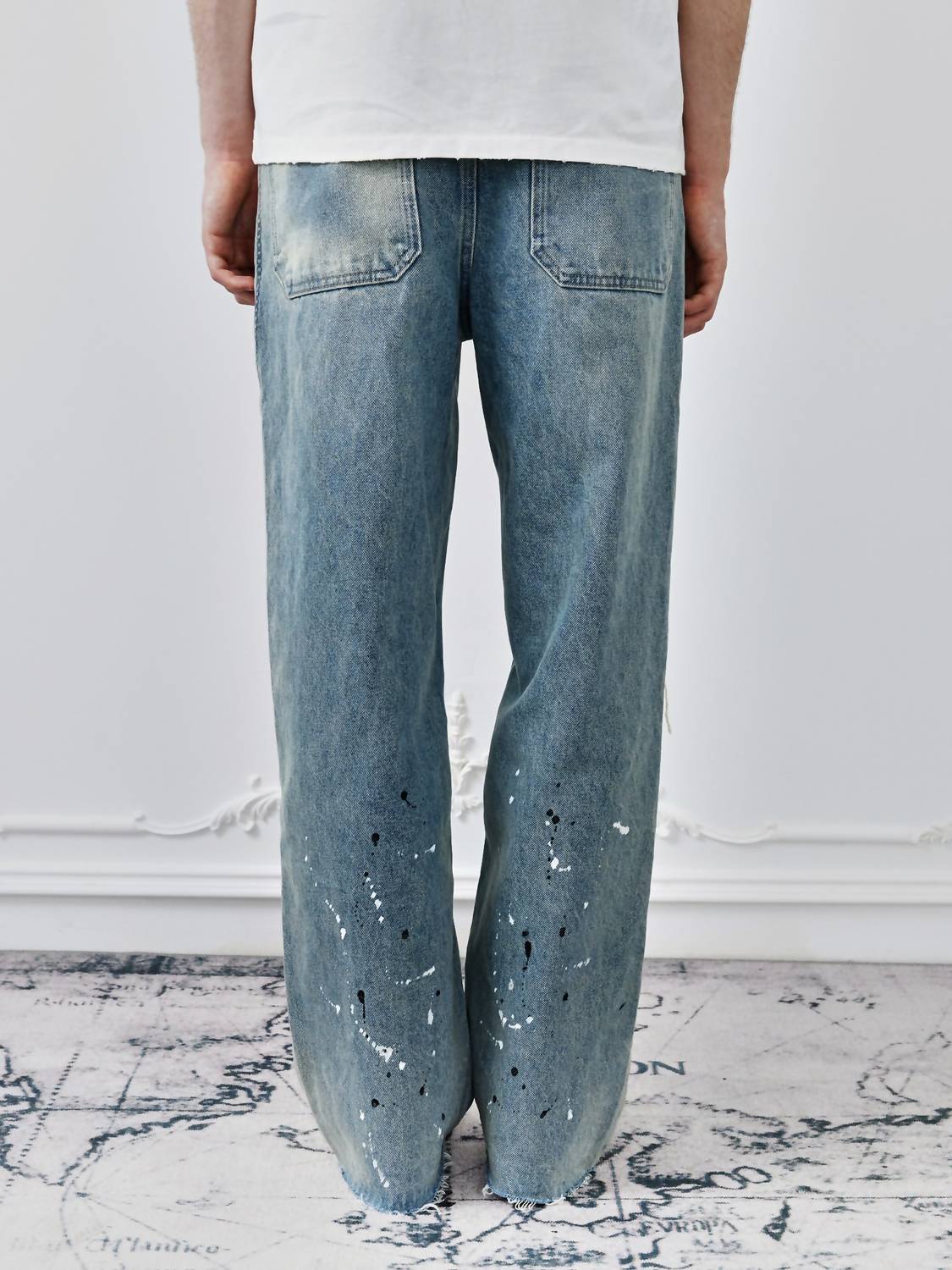 Birth Of Royal Child - Chain Ink Print & Fray Distressed Jeans