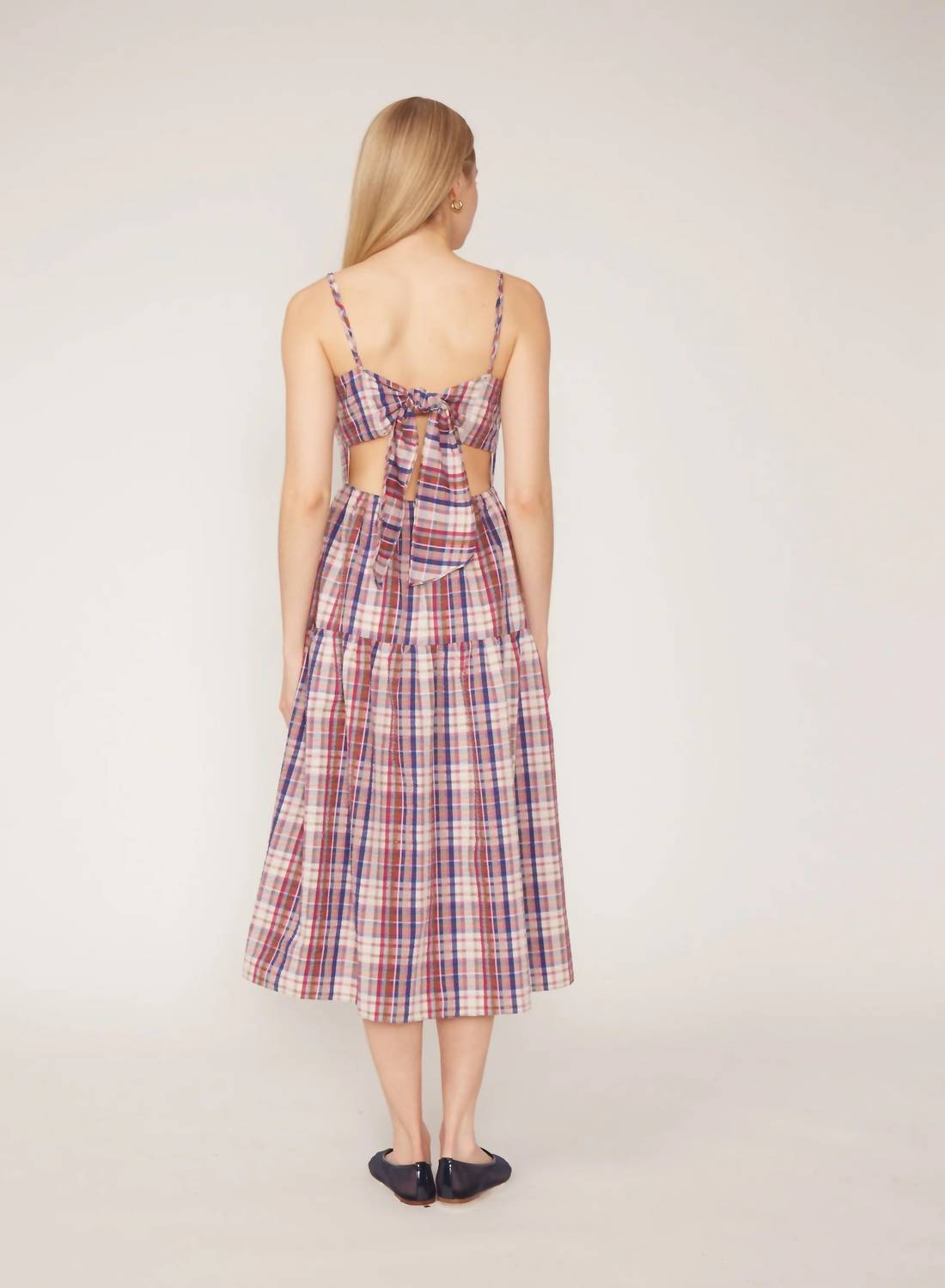 GILNER FARRAR Dree Midi Dress in red white and blue - women's dress - detail view